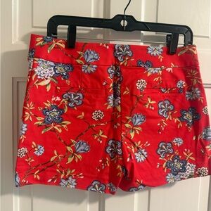 LOFT Red Floral High Waist Shorts